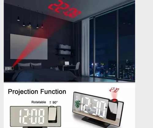 Vista 4 de Reloj Despertador Mesita Noche Led Proyector Temperatura.