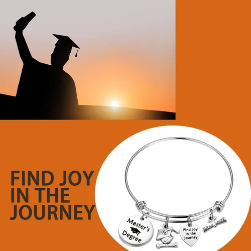 Vista 5 de TGBJE Regalo de graduación de maestros, pulsera con texto en inglés Find Joy In The Journey, regalo de graduación universitaria, regalo de maestría