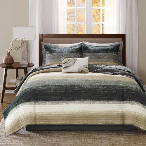 Vista 9 de Madison Park Essentials Saben Cozy Bed in A Bag - Edredón reversible con juego completo de sábanas de algodón, diseño geométrico para todas