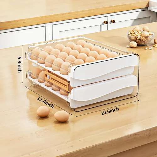 Vista 6 de JOYZAN Soporte para huevos para refrigerador, 60 unidades, contenedor de almacenamiento de huevos de gran capacidad para refrigerador, organizador