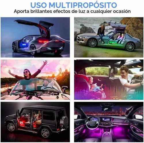 Vista 7 de Xprite Tira de luces LED Dreamcolor para interior de auto con Bluetooth, control remoto y aplicación, luces RGB de persecución para espacio