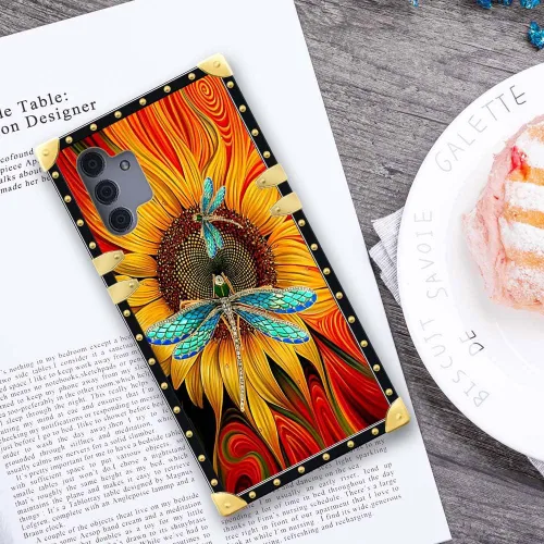 Vista 5 de Funda compatible con Samsung Galaxy A13 5G, 4 libélulas en la flor para mujeres y niñas, funda protectora de TPU suave a prueba de golpes