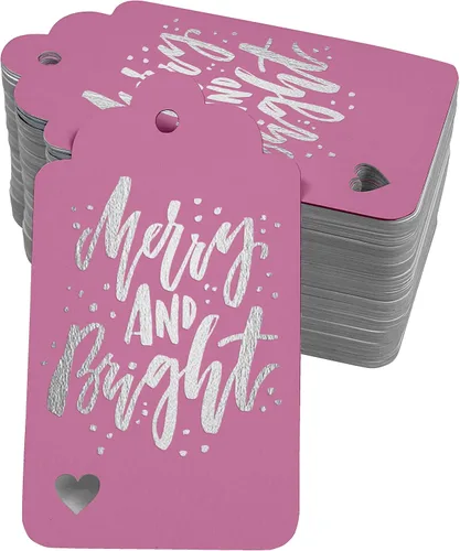 Vista 38 de Etiquetas colgantes con texto en inglés "Merry and Bright" (50 unidades)
