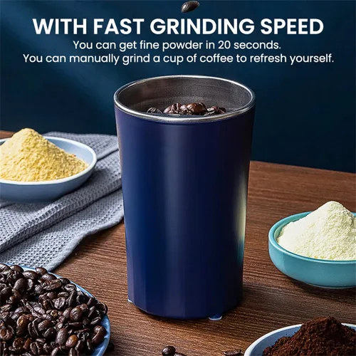 Vista 6 de Molinillo de café de 200 W, molinillo de café eléctrico, molinillo de especias eléctrico, molinillo de grano de café con un solo toque para hierbas