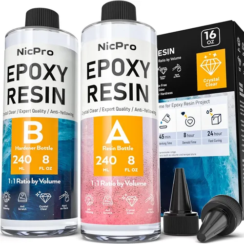 Vista 10 de Nicpro Kit de resina epoxi transparente de 1 galón, sin amarillamiento y sin burbujas, resina segura para alimentos para revestimiento y fundición
