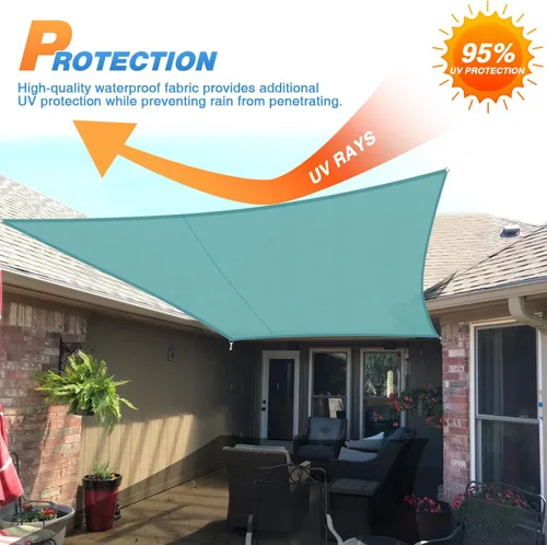 Vista 3 de TANG Toldo impermeable de 10 x 15 pies, para exteriores, bloqueo UV, borde curvado para patio, piscina, pérgola, turquesa