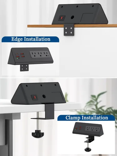 Vista 3 de Regleta de alimentación de abrazadera de escritorio 3 AC 4 USB PD 20W USB-C