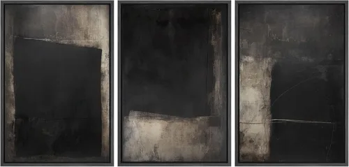 Vista 204 de SIGNFORD - Set de obras de arte en lienzo enmarcado para pared, ilustraciones abstractas de neblina del desierto en tonos neutros beige y marrón