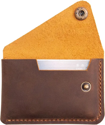 Vista 2 de Cartera de cuero personalizada, billetera delgada, billetera de cuero, billetera mínima, billetera de bolsillo frontal, tarjetero de crédito