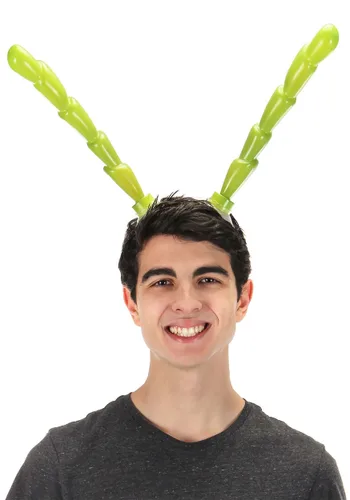 Vista 7 de Antenas de Insecto Verde con Luz LumenHorns para Disfraz Multicolor