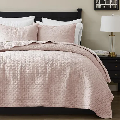 Vista 9 de palassio - Juego de ropa de cama, 100% algodón, tamaño individual, 1 fundas de almohada, colcha ligera texturizada, estilo chic desgastado, suave