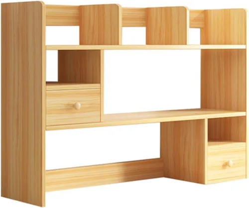 Vista 3 de Organizador de escritorio – Estante de almacenamiento de oficina, estantería de escritorio, estantería de encimera con 2 cajones, organizador