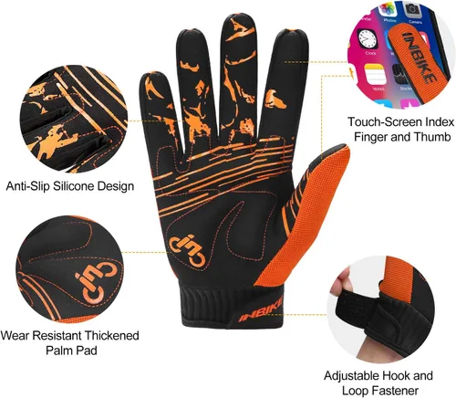 Vista 5 de INBIKE - Guantes de ciclismo para hombremujer con pantalla táctil, guantes de bicicleta con almohadilla antideslizante para ciclismo de montaña MTB