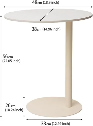 Vista 3 de Mesa auxiliar de sofá con parte superior de mármol, base de hierro robusta con elegante diseño redondo para sala de estar y dormitorio, fácil