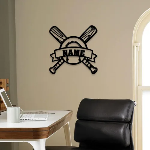 Vista 3 de Nombre Personalizado 7 Colores Lámpara de Béisbol Arte de Pared de Béisbol Personalizado Luz Nocturna Letrero de Nombre LED Regalo para Hombres