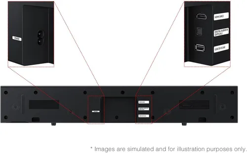 Vista 7 de Samsung Barra de sonido HW-B400F Serie B, 2.0 canales con woofer incorporado, mejora de voz y modo nocturno, expansión de sonido envolvente