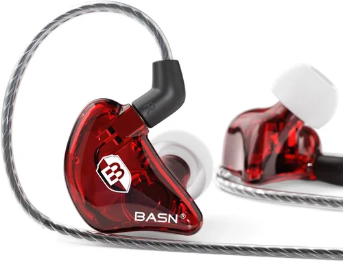 Vista 7 de BASN Bsinger PRO Monitores intrauditivos híbridos dinámicos controladores duales Dos cables MMCX desmontables Músicos Auriculares intrauditivos Negro