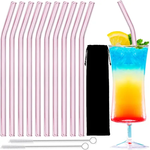 Vista 7 de Pajitas de vidrio – Juego de 24 popotes de vidrio transparente, popotes reutilizables de 10 pulgadas con cepillo de limpieza para vasos, Tervis
