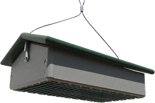 Vista 6 de DutchCrafters Comedero de plástico de poliéster al revés para pájaros, para colgar en el exterior, dos soportes para tartas de sebo para exteriores