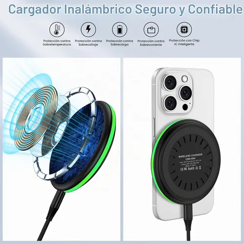 Vista 3 de Samsung S25 Cargador inalámbrico de carga rápida Android cargador para Samsung Galaxy S26 S25 Ultra/S24/S23/S22/S21/S20/iPhone 17/16 Pro 15W