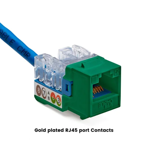 Vista 92 de TRUE CABLE Conector Keystone Cat5e, sin blindaje (UTP), perforado de 90 grados, PoE++ (4PPoE) 100W, certificación UL, verificado ETL, certificado
