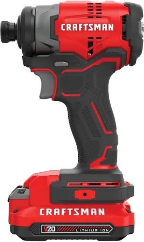 Vista 11 de CRAFTSMAN V20 Kit de destornillador de impacto inalámbrico, 1/4 de pulgada, batería y cargador incluidos (CMCF810C1), negro y rojo