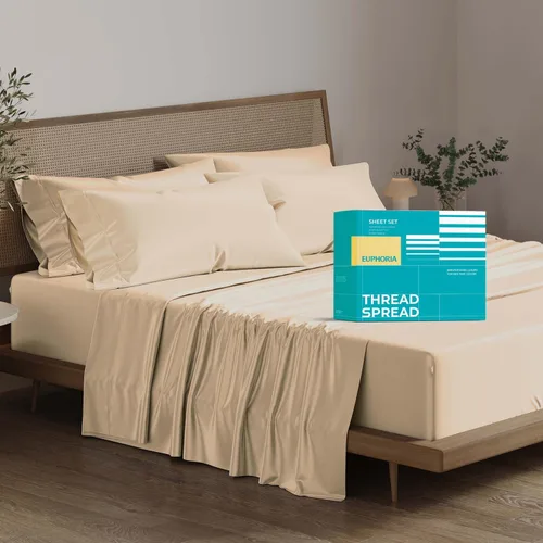 Vista 52 de THREAD SPREAD Sábanas 100% Algodón Egipcio Tamaño Twin - 800 Alto Número de Hilos 3 Piezas Sábanas Twin Extra Largas para Dormitorio, Bolsillo