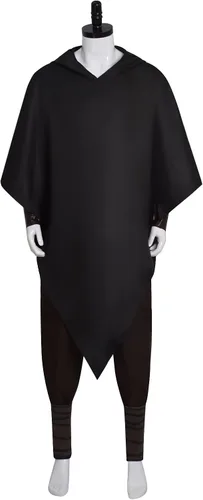 Vista 2 de Disfraz de gato con botas para adultos y niños, disfraz de lobo de la muerte, cosplay, pantalones negros con capucha y guantes para Halloween