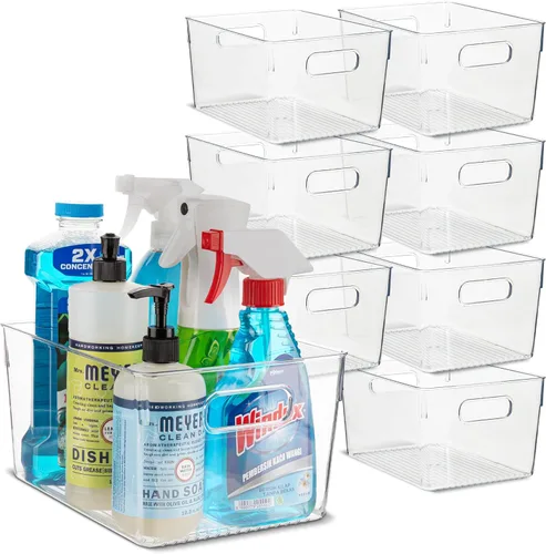 Vista 45 de Contenedor de plástico transparente para almacenamiento de alimentos con asas para organizar cocina, despensa, refrigerador, congelador, despensa