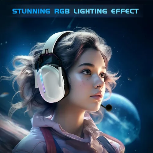 Vista 8 de Gvyugke Auriculares inalámbricos para juegos para PS5, auriculares USB de 2.4 GHz con micrófono para PS4, PC, Nintendo Switch, Mac, computadora