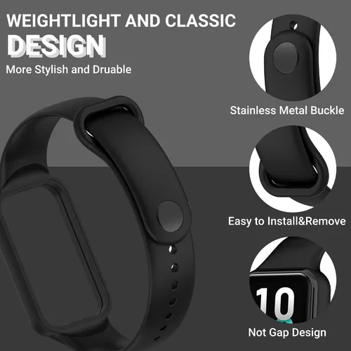 Vista 2 de 4PACKS Watch Bands Compatible with Amazfit Band 7 Strap,Silicone Metal Buckle Adjustable Wristband Bracelet Sport Strap for Replacement