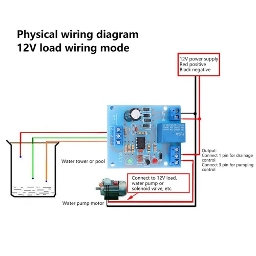 Vista 3 de Controlador de nivel de agua de 12 V CC Módulo de interruptor automático de sensor de nivel de líquido para sistema de drenaje de llenado de control