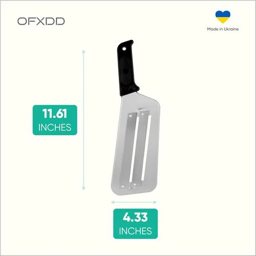Vista 6 de Cuchillo de repollo de acero inoxidable para cortar y triturar, dos cuchillas afiladas, mango de plástico negro, ideal para chucrut y ensalada de col
