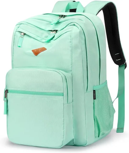 Vista 17 de ZORFIN - Mochila de 26 litros para la escuela, universidad y viajes, impermeable, con 8 compartimentos, Verde militar, Moderno