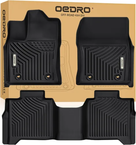 Vista 11 de OEDRO Alfombrillas compatibles con Toyota Tundra CrewMax Cab 2014-2021, juego de revestimientos delanteros y de segunda fila de ajuste personalizado