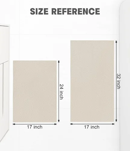 Vista 2 de YIHOUSE Juego de 2 tapetes de baño ultrafinos de secado rápido, tapete de baño absorbente para baño, antideslizante, lavable a máquina (beige)