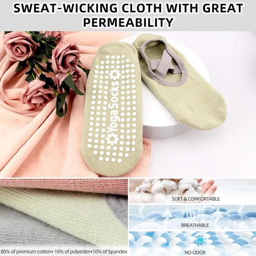 Vista 33 de Calcetines de yoga con agarre antideslizante para mujer, talla única, para fitness, deporte, danza de calcetines