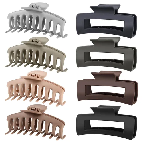 Vista 14 de TOCESS Paquete de 8 pinzas grandes para el cabello para mujer, pinzas grandes para cabello fino y grueso, rizado, agarre fuerte de los años 90, 4.33