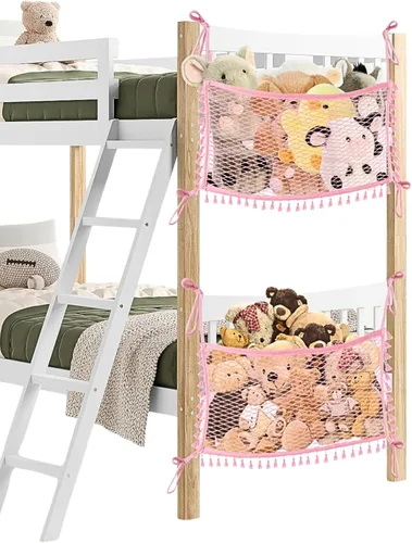 Vista 9 de Red de almacenamiento de animales de peluche para niños, red organizadora de juguetes de noche, almacena cuidadosamente tus animales de peluche, red