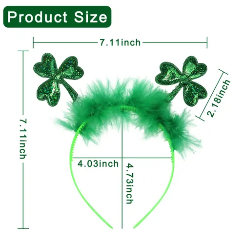 Vista 4 de Totelux Diadema para el día de San Patricio, trébol verde, diadema para mujeres y niñas, tocado festivo, accesorios de disfraces, decoración
