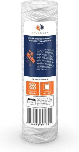Vista 8 de Aquaboon Whole House - Filtro de agua para heridas de 1 micrón, cartucho de 10 x 2.5 pulgadas para repuesto de filtro de agua de pozo compatible