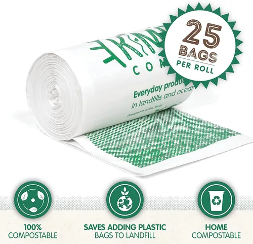 Vista 6 de KC's - Bolsas de basura biodegradables pequeñas compostables de 3 galones, 25 unidades Bolsas de compost desechables extra duraderas con cierre