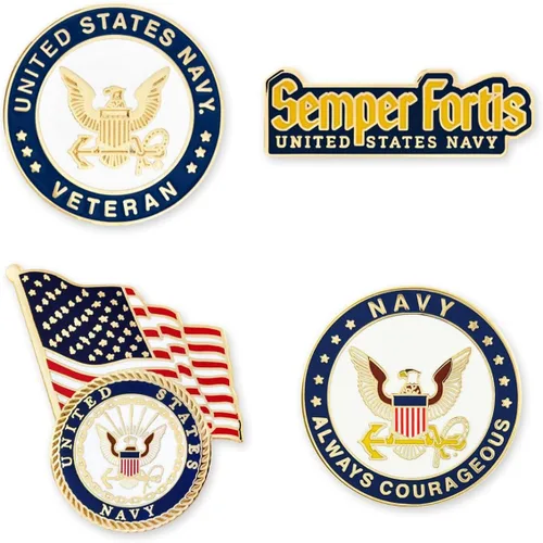 Vista 24 de PinMart Pin de solapa con licencia oficial de la Marina de los Estados Unidos – Pin de emblema militar de la Marina de los Estados Unidos – Broche