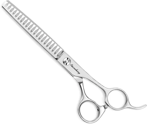 Vista 8 de Tijeras de aseo para perros y gatos, tijeras para mascotas para abrigos gruesos y cabello enmarañado, tijeras de acero inoxidable curvadas más