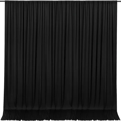 Vista 20 de MoKoHouse Cortinas de telón de fondo negro de 10 x 8 pies, cortina negra para telón de fondo de Halloween, tela gruesa y sólida, 2 paneles de 5 x 8