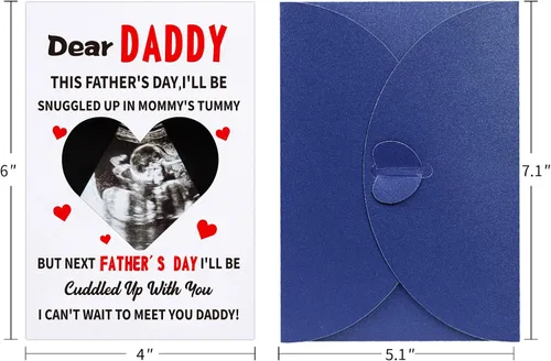 Vista 6 de WaaHome Divertida tarjeta del primer día del padre para el nuevo papá de hija, hijo y bebé, tarjeta de regalo feliz del primer día del padre