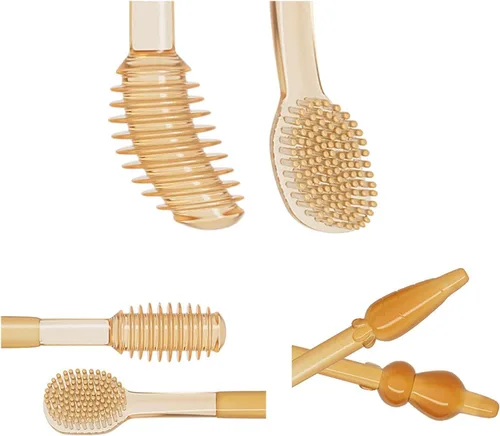 Vista 5 de Cepillo de dientes de entrenamiento para bebés, cabezal de cepillo de silicona suave, cepillo de dientes para bebés, cepillo de dientes para niños