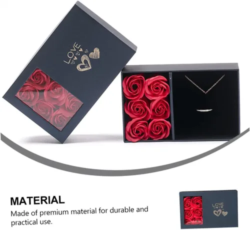 Vista 7 de ABOOFAN 1 juego de caja collar de flores joyas joyas bolsas de regalo de papel especial bolsa de regalo de fieltro rosa caja de regalo manual caja