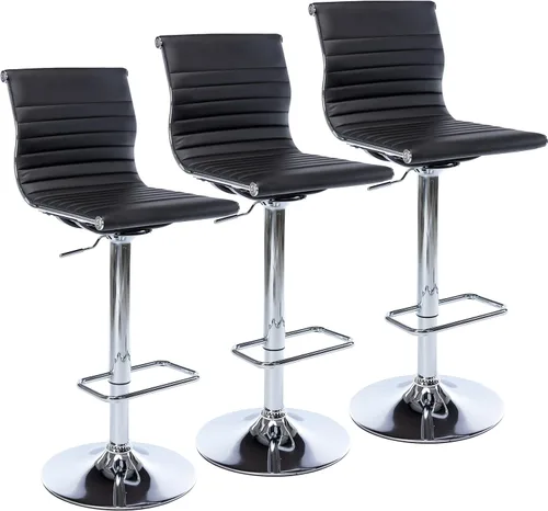 Vista 20 de LZAREAL Juego de 2 taburetes de bar de metal con altura ajustable, diseño moderno de piel sintética blanca sin brazos con base cromada para isla