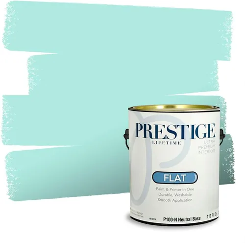 Vista 133 de Prestige Paints - Pintura exterior e imprimación en uno, 1 galón, plano, compatibilidad comparable con el color menta «Whipped Mint» de Behr